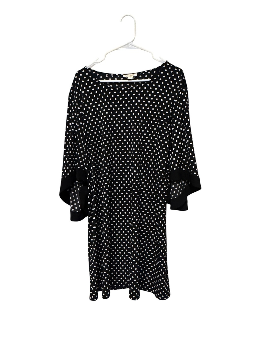 Polka Dot Black Mini Dress with Ruffled Sleeves